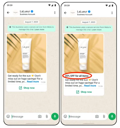 Example of headline extraction from message content