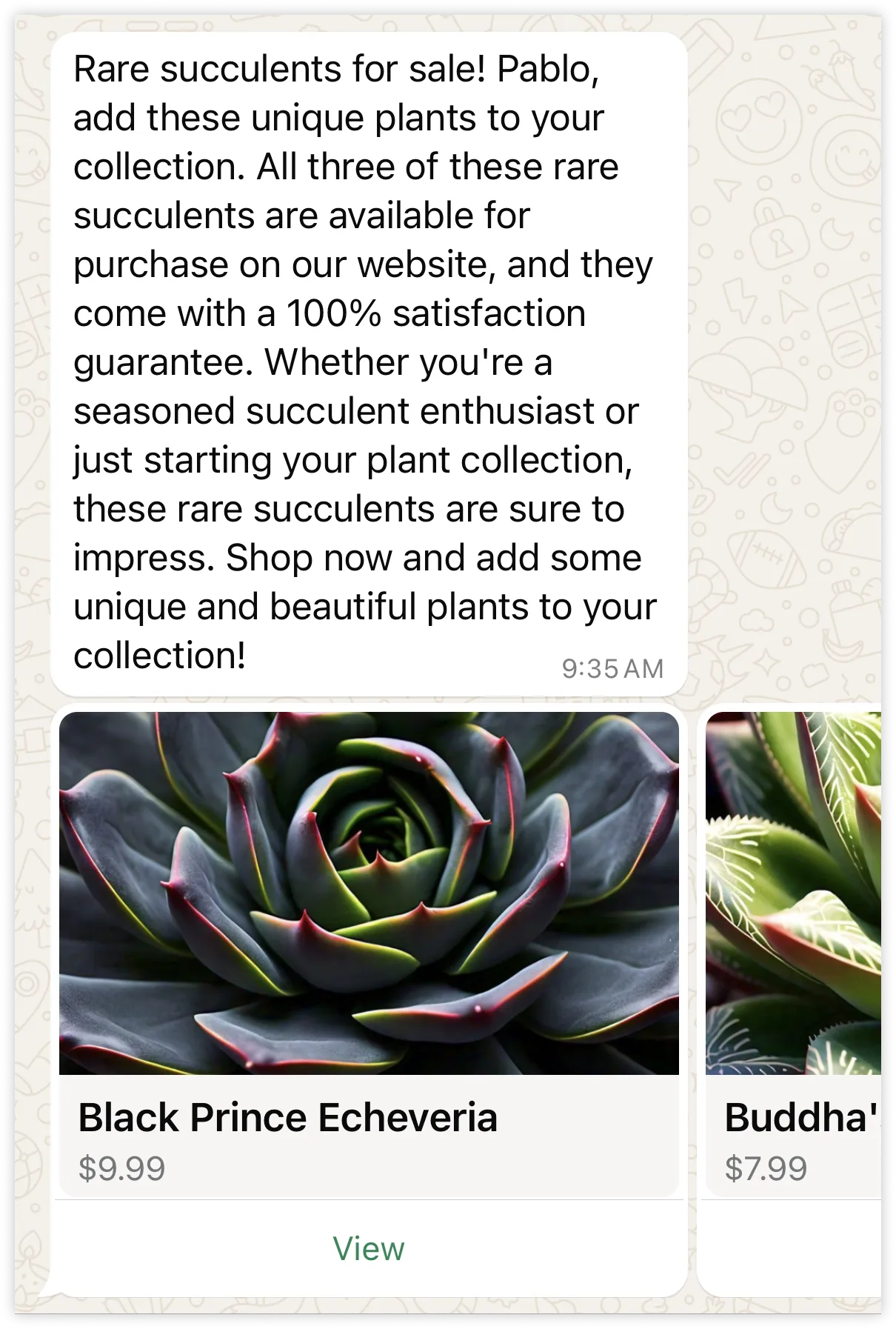 Product card carousel template example