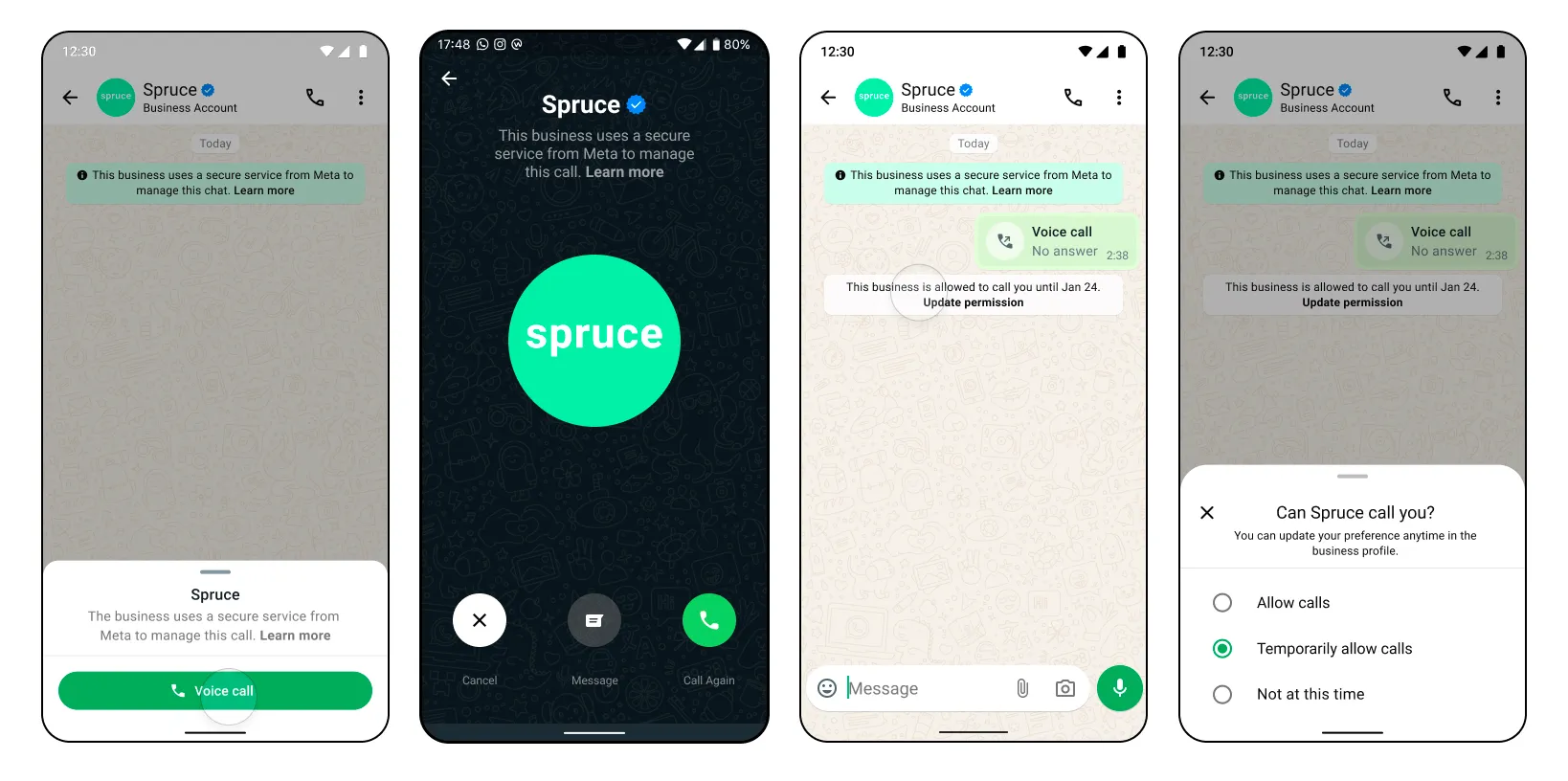 Diagram showing callback permissions flow in WhatsApp