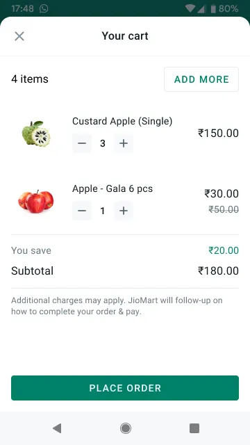 Shopping cart experience example