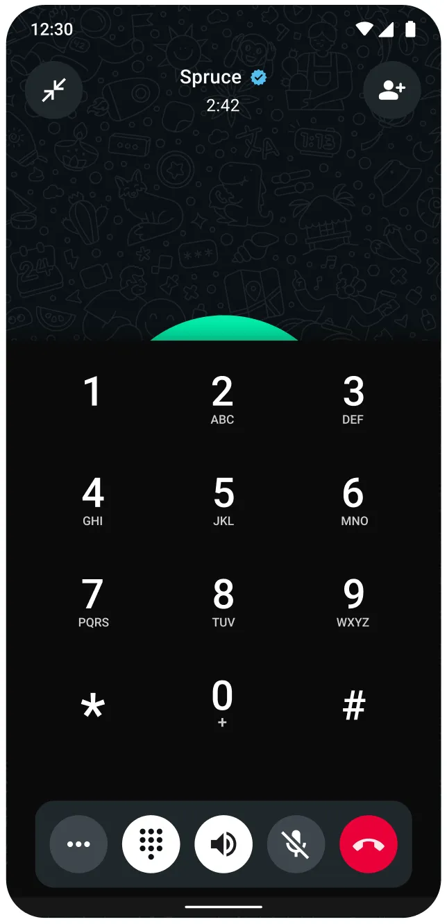 WhatsApp client dialpad interface for DTMF tones